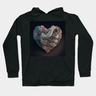 A Fractal Design in A Heart Motif Hoodie